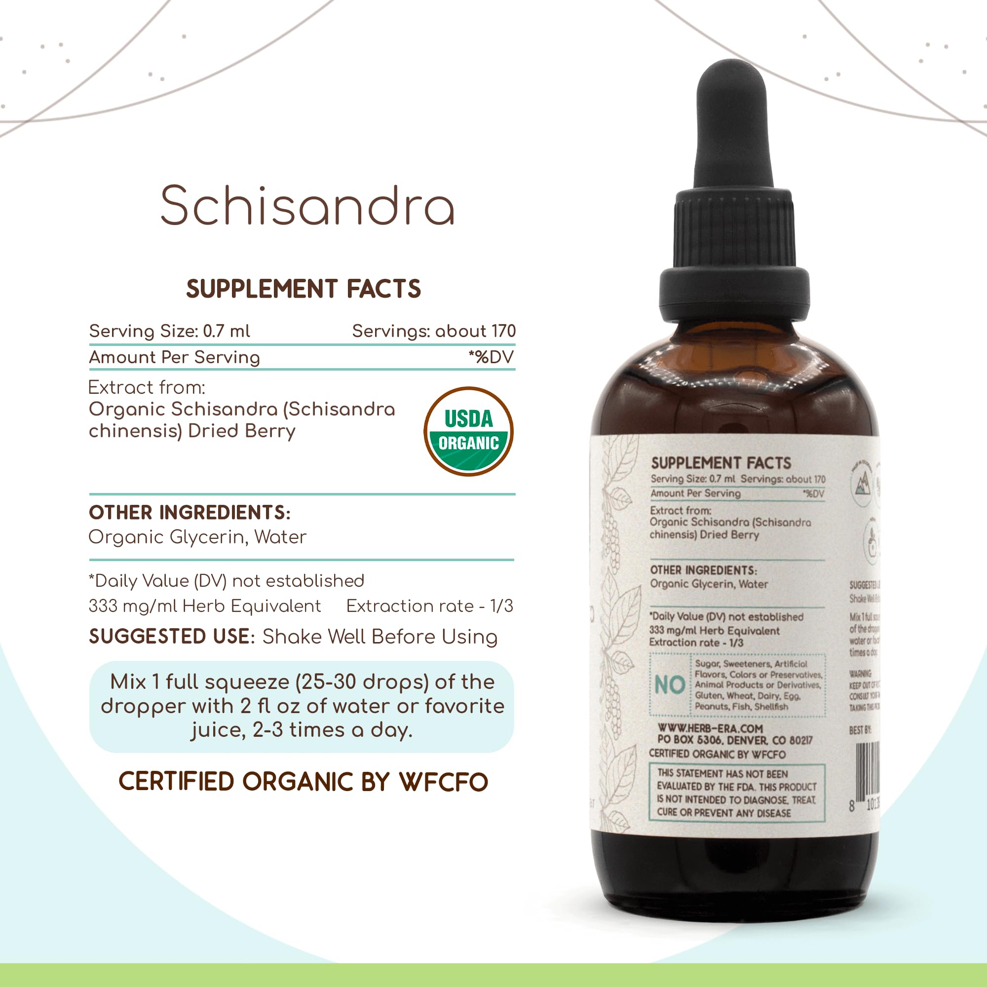 Close-up of HerbEra Schisandra B120 tincture dropper for precise dosing.