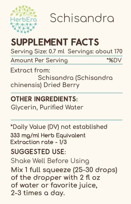 Label detail of HerbEra Schisandra showcasing USA-made quality cues.