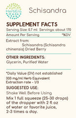 Label detail of HerbEra Schisandra showcasing USA-made quality cues.