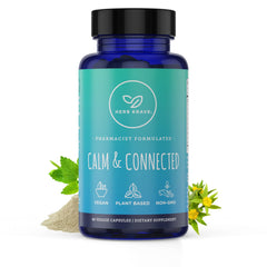Herb Krave Calm & Connected bottle promotes calm and focus during busy days
