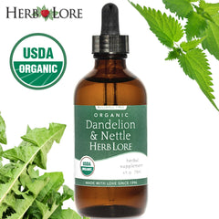Herb Lore dropper closeup reveals liquid tincture and glycerine base for gentle use.
