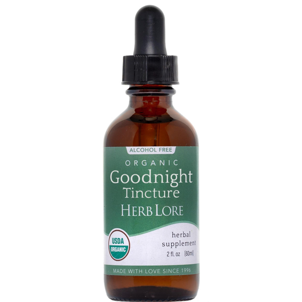 Herb Lore GoodNight tincture bottle ready for a relaxing bedtime routine.