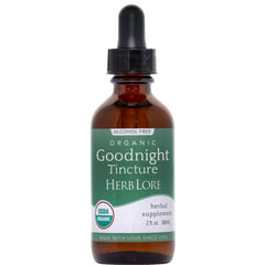 Herb Lore GoodNight tincture bottle ready for a relaxing bedtime routine.