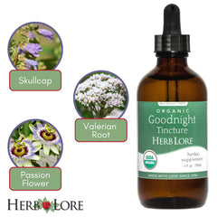 Herb Lore GoodNight tincture designed for family bedtime use