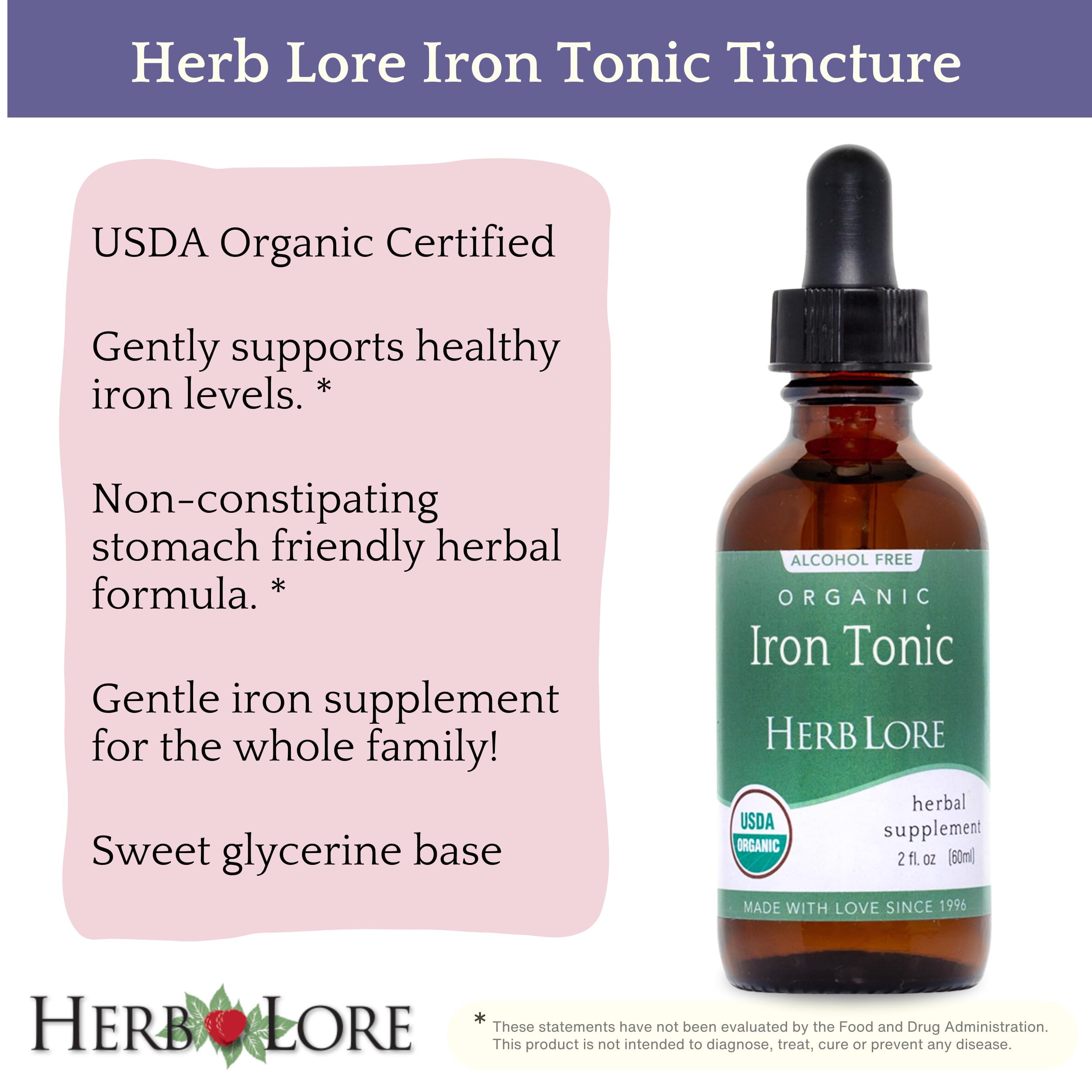 Herb Lore Iron Tonic dropper close-up for precise, kid-friendly dosing