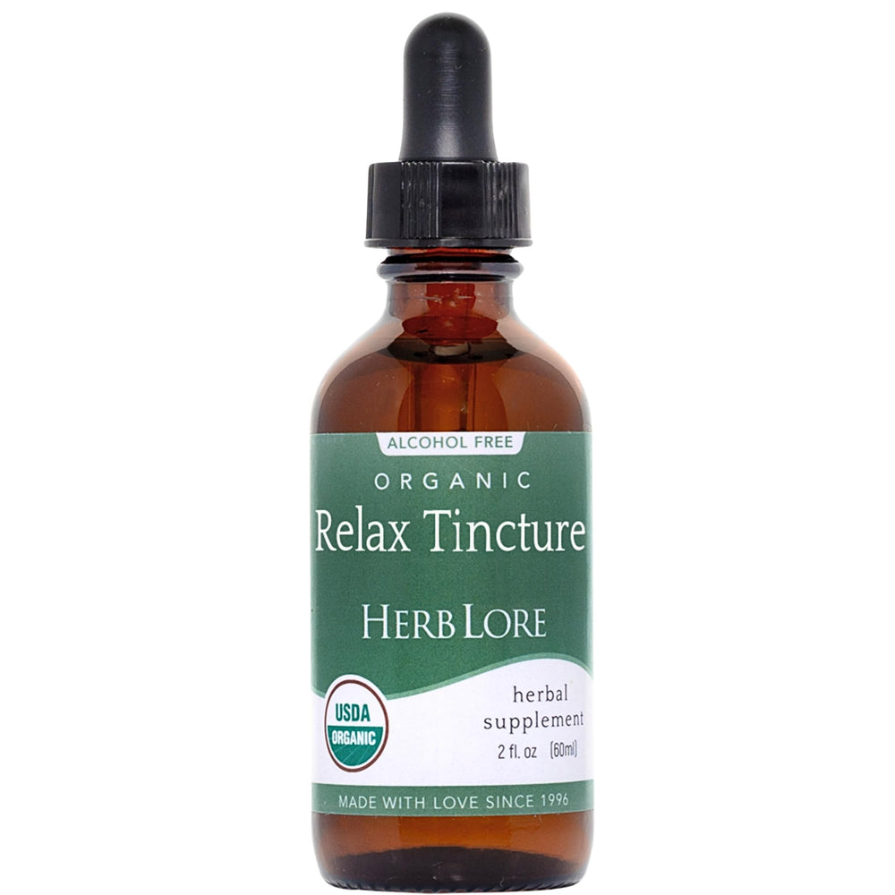 Herb Lore Relax Tincture bottle ready for calm moments.