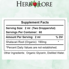 Herb Lore Shatavari liquid in a dropper for flexible dosing