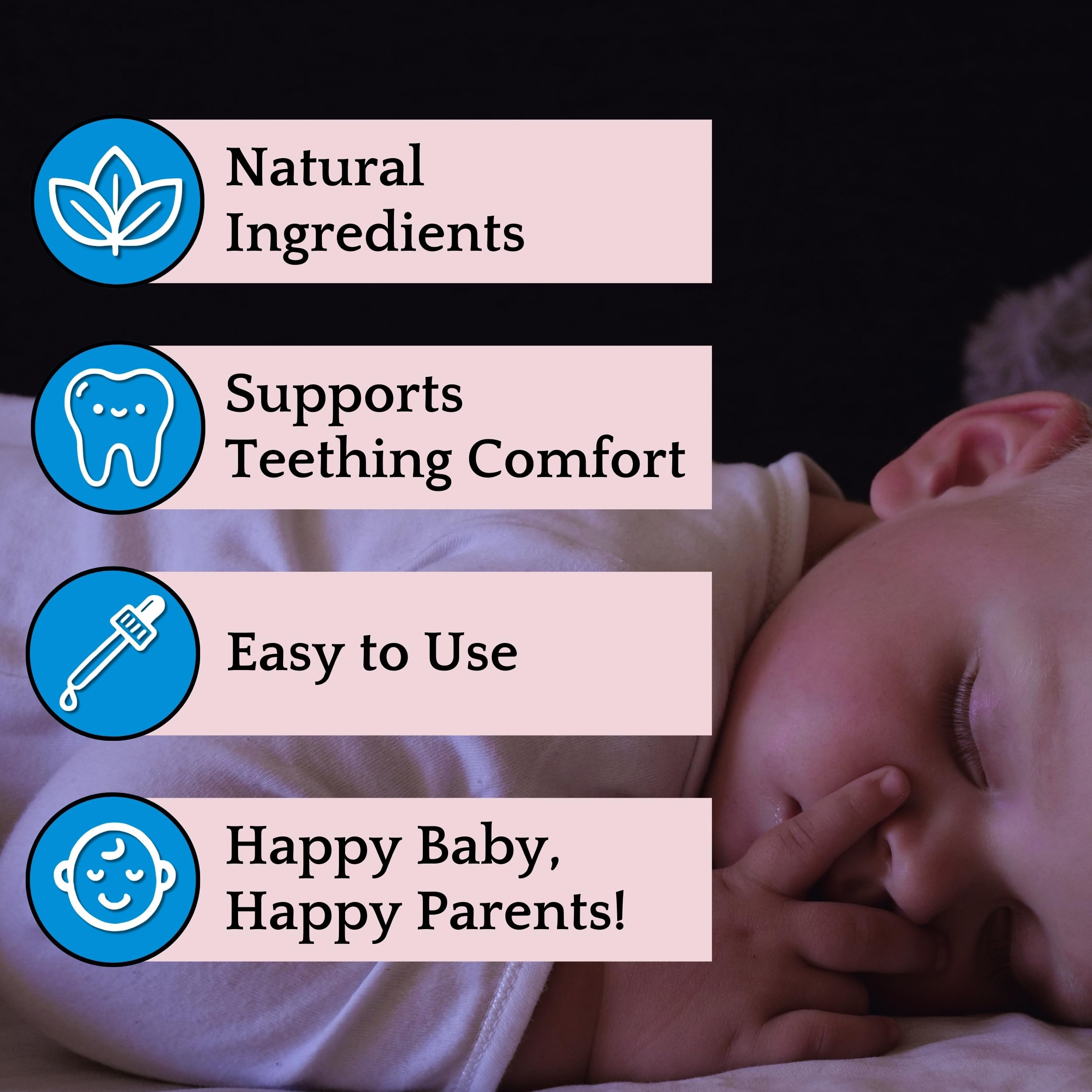 Herb Lore Teething Drops massaged into a frozen cloth to comfort gums.