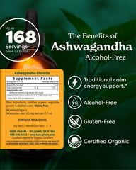 Herb Pharm Ashwagandha root whole-plant graphic highlighting organic sourcing.