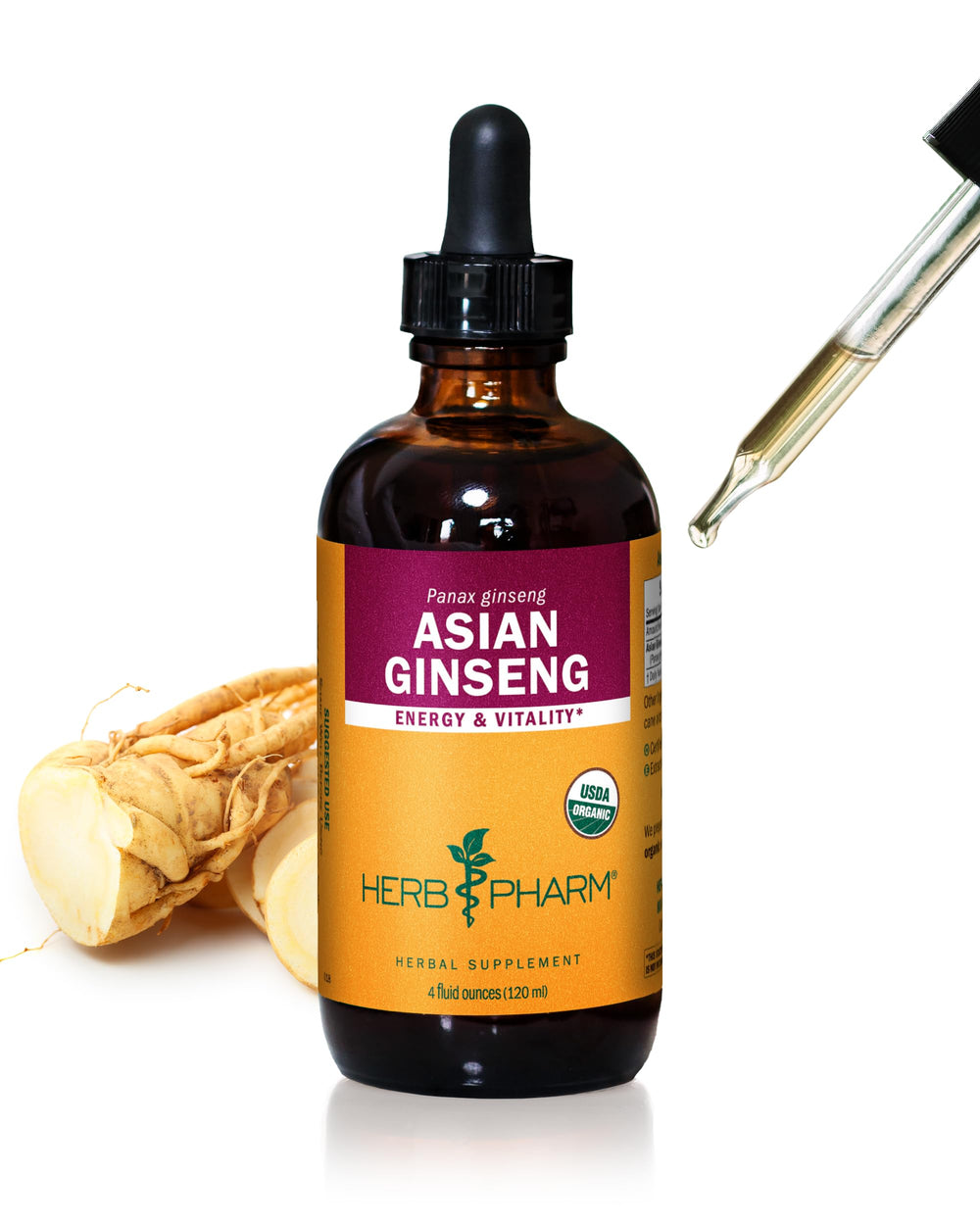 Herb Pharm Asian Ginseng liquid bottle ready for daily energy support.