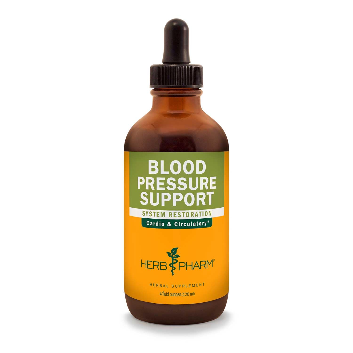 Herb Pharm Blood Pressure Support liquid bottle for steady cardiovascular support and daily wellness.