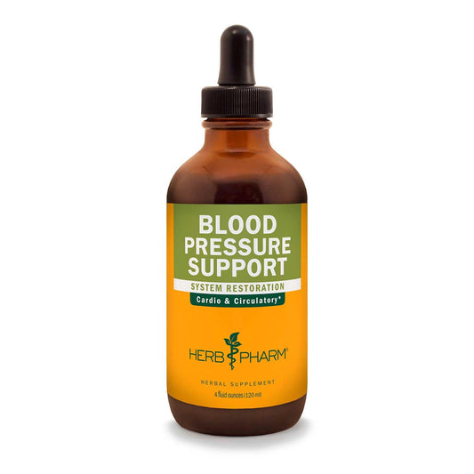 Herb Pharm Blood Pressure Support liquid bottle for steady cardiovascular support and daily wellness.