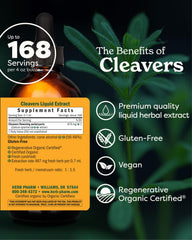 Herb Pharm Cleavers liquid extract dropper close-up for precise dosing.