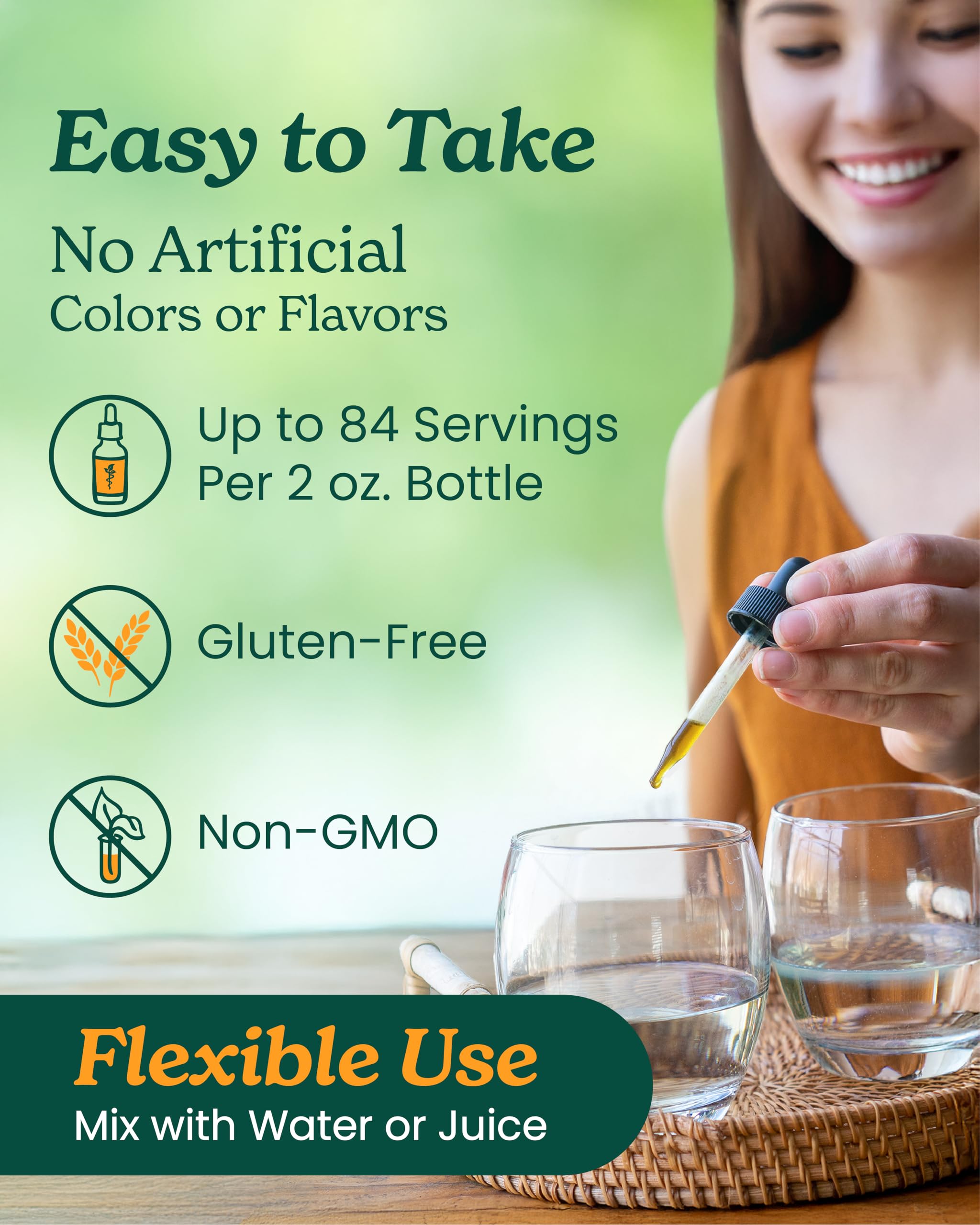 Herb Pharm Daily Immune Builder drops added to a glass of water.