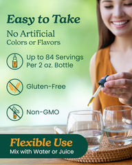 Herb Pharm Daily Immune Builder drops added to a glass of water.