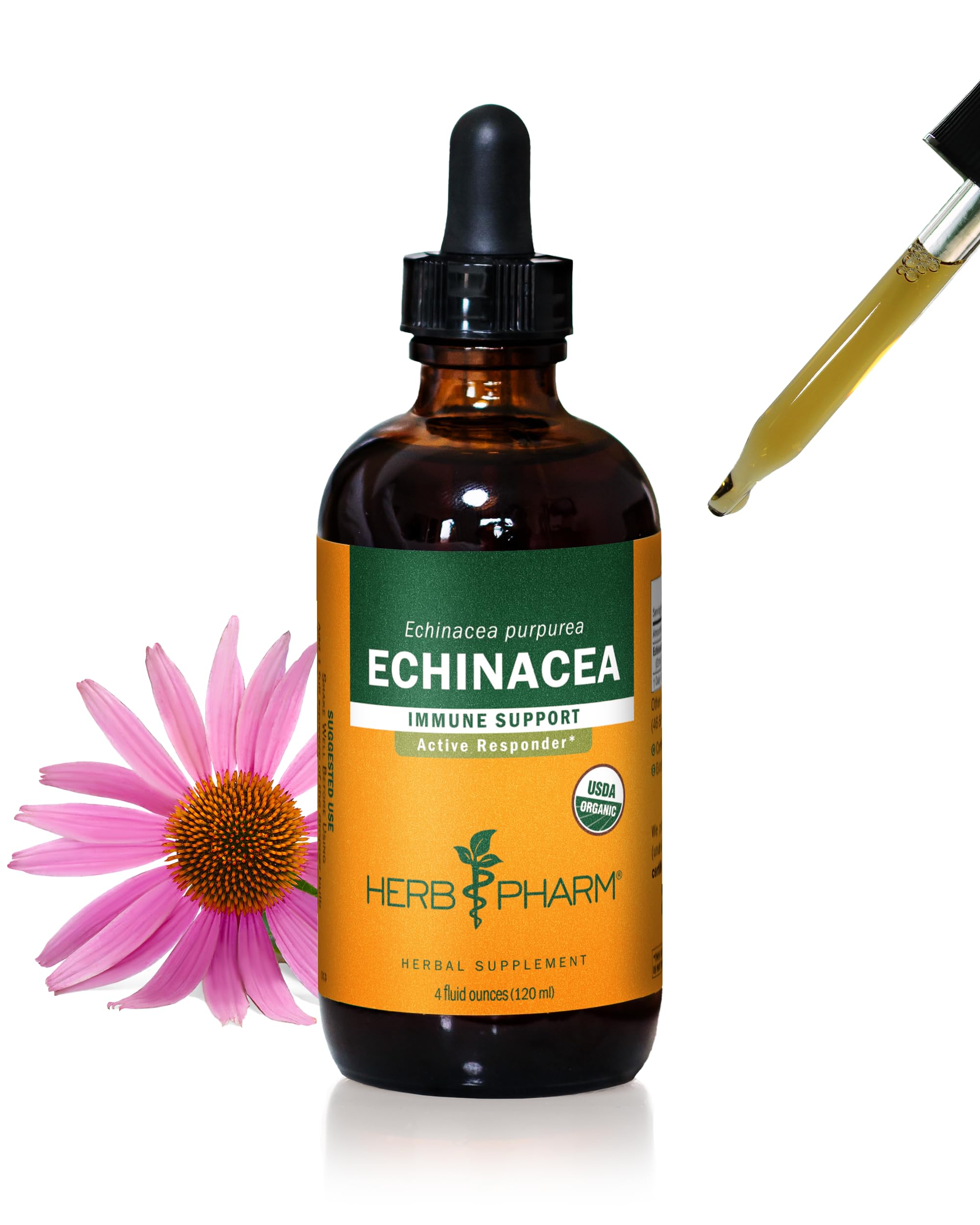 Herb Pharm Echinacea root liquid bottle for immune support you can add to water.
