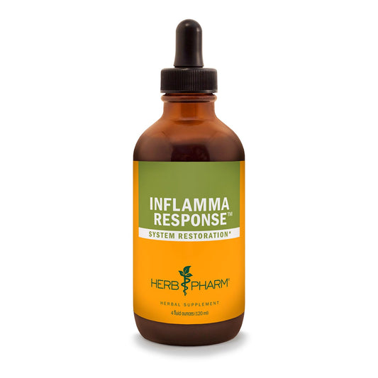 Herb Pharm Inflamma Response bottle being poured for daily wellness support.