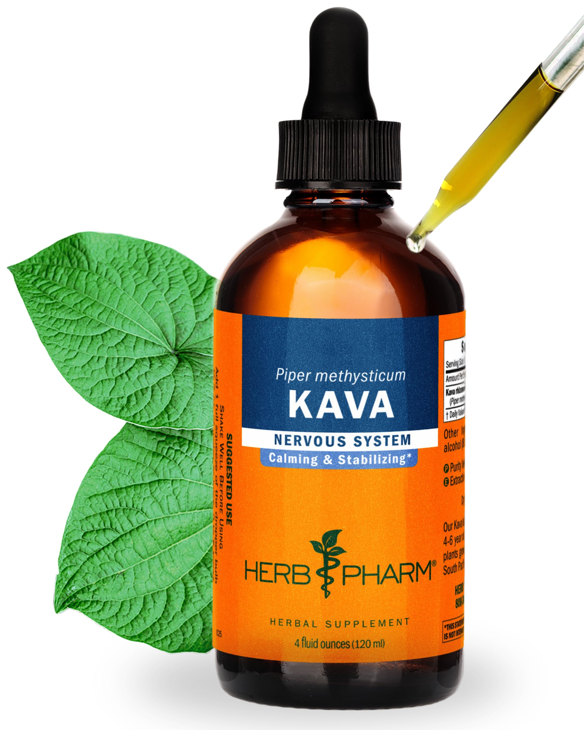 Herb Pharm Kava Root liquid extract bottle for daily stress support.