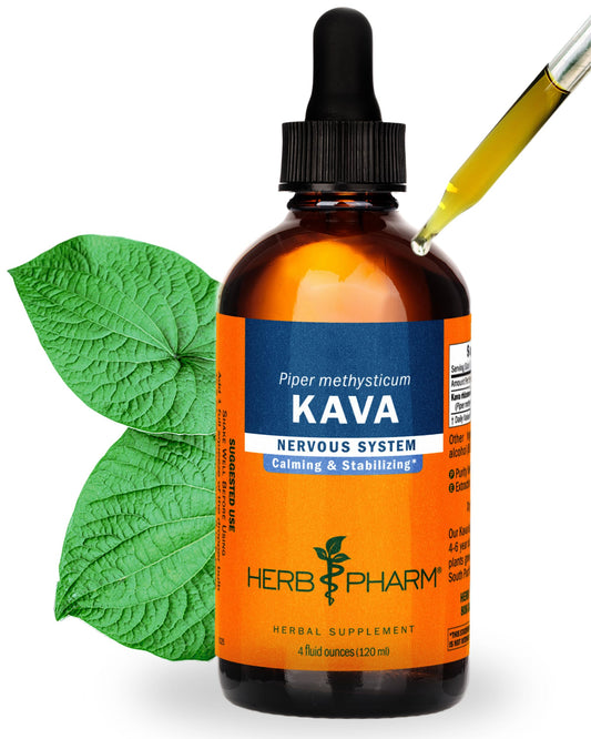 Herb Pharm Kava Root liquid extract bottle for daily stress support.