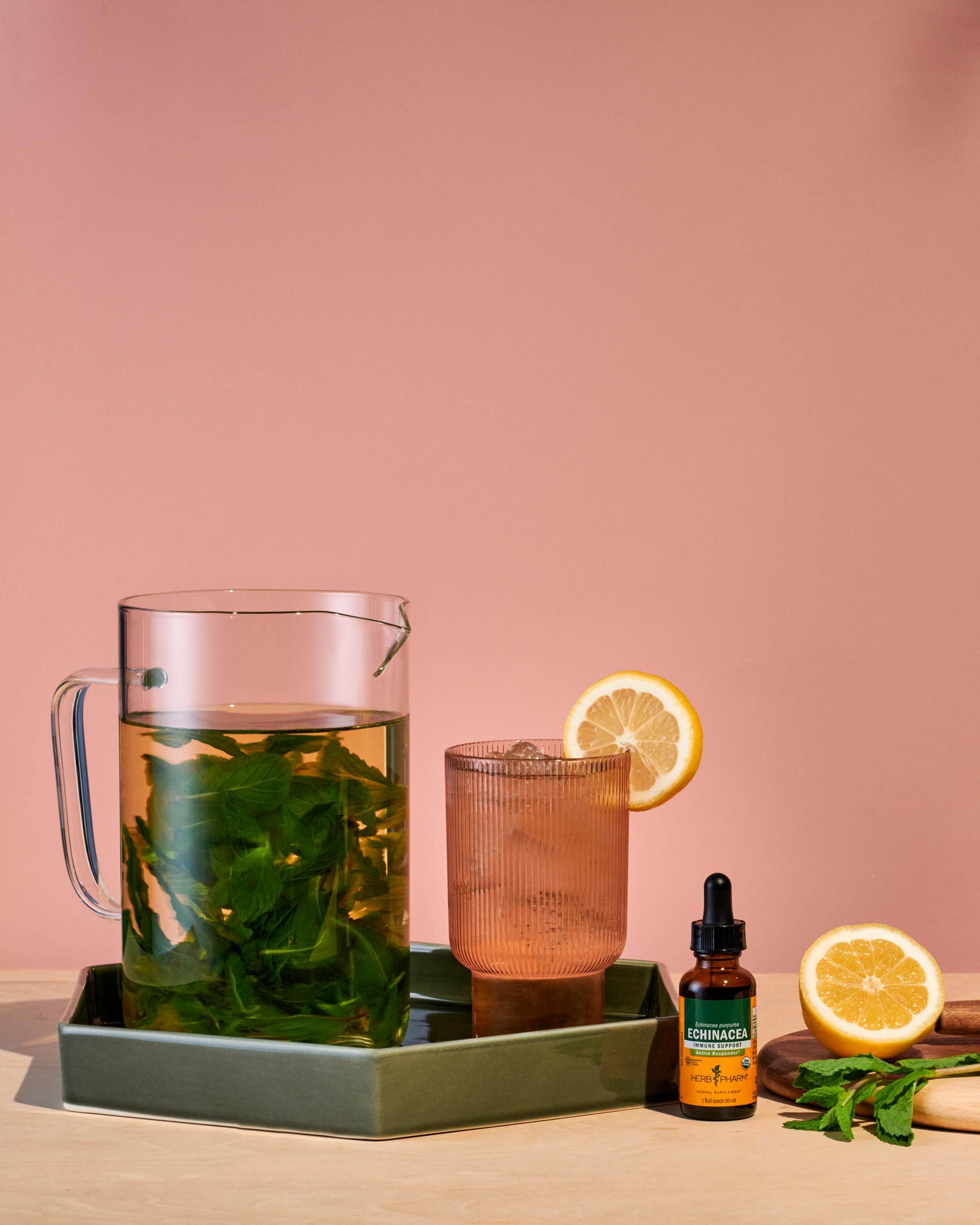 Herb Pharm product on a kitchen counter ready for daily immune support.