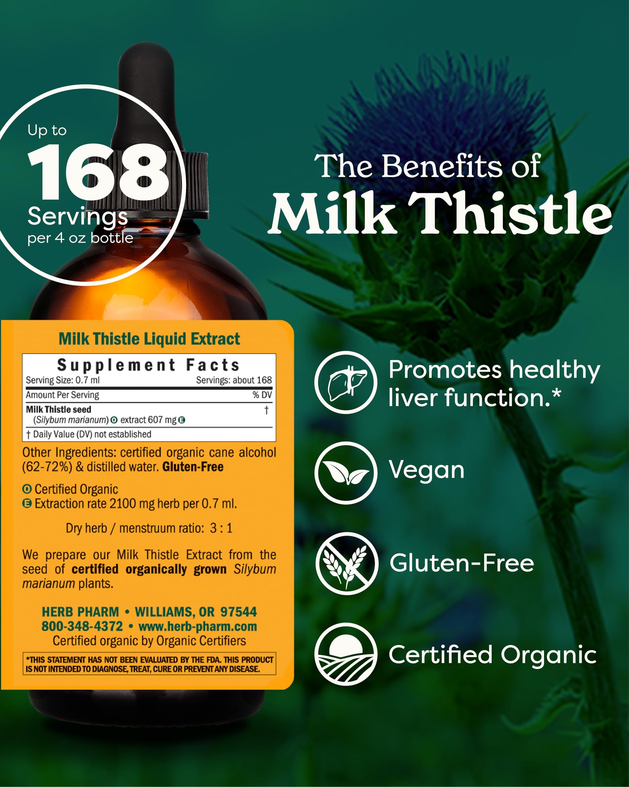 Pouring Herb Pharm Milk Thistle Extract for easy daily dosing