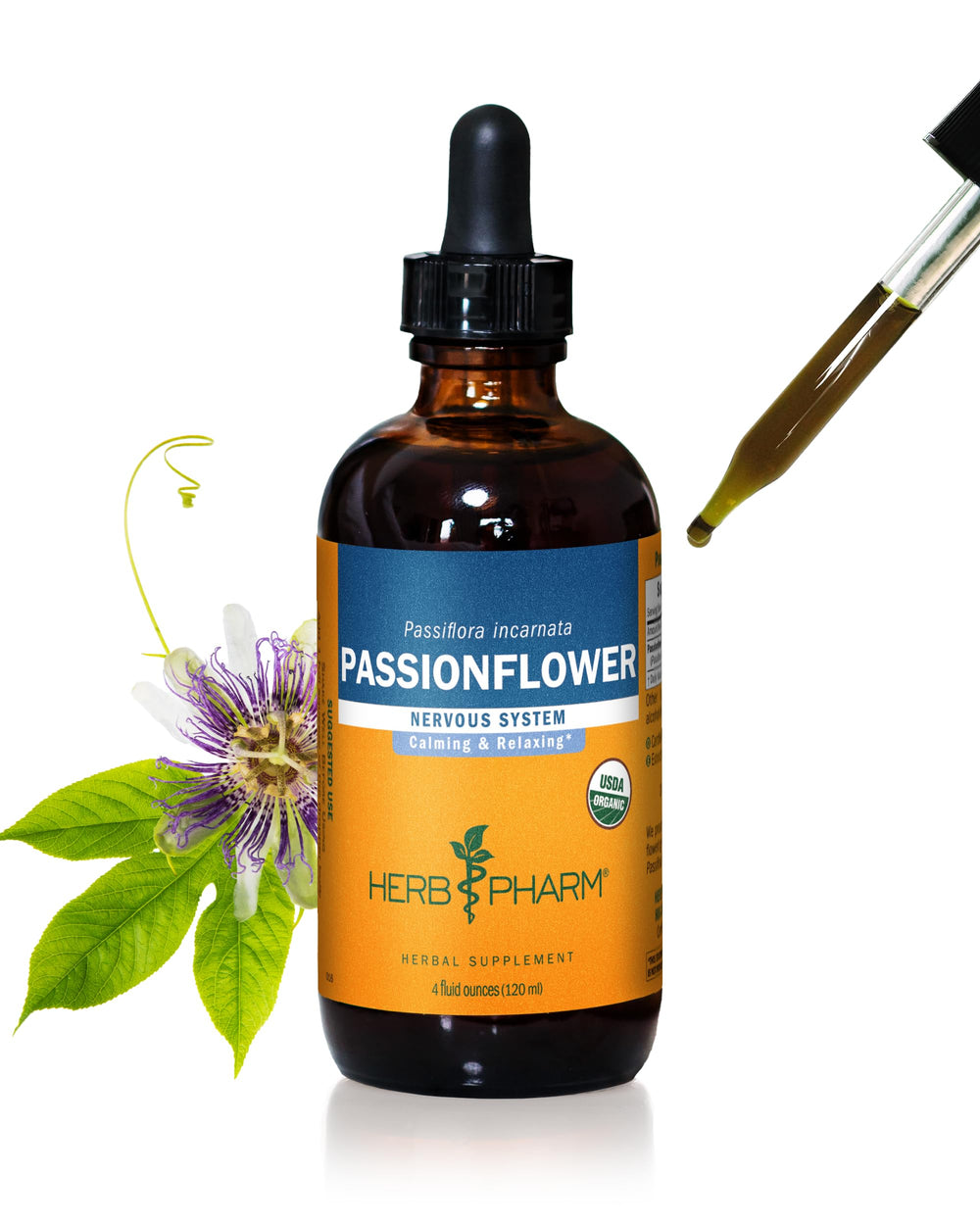 Herb Pharm Passionflower liquid extract bottle for simple daily use.