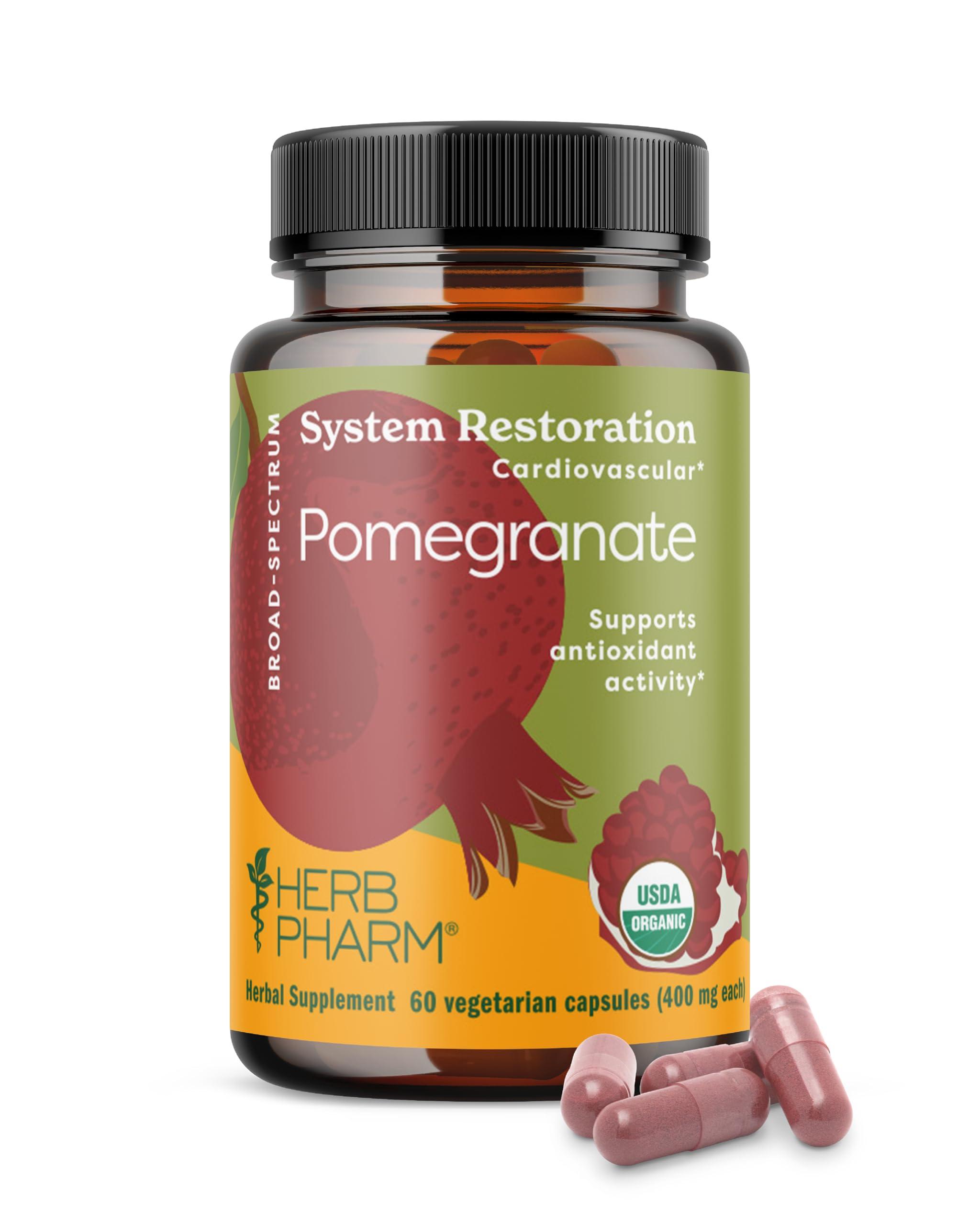 Herb Pharm Pomegranate capsules bottle for easy daily antioxidant support.