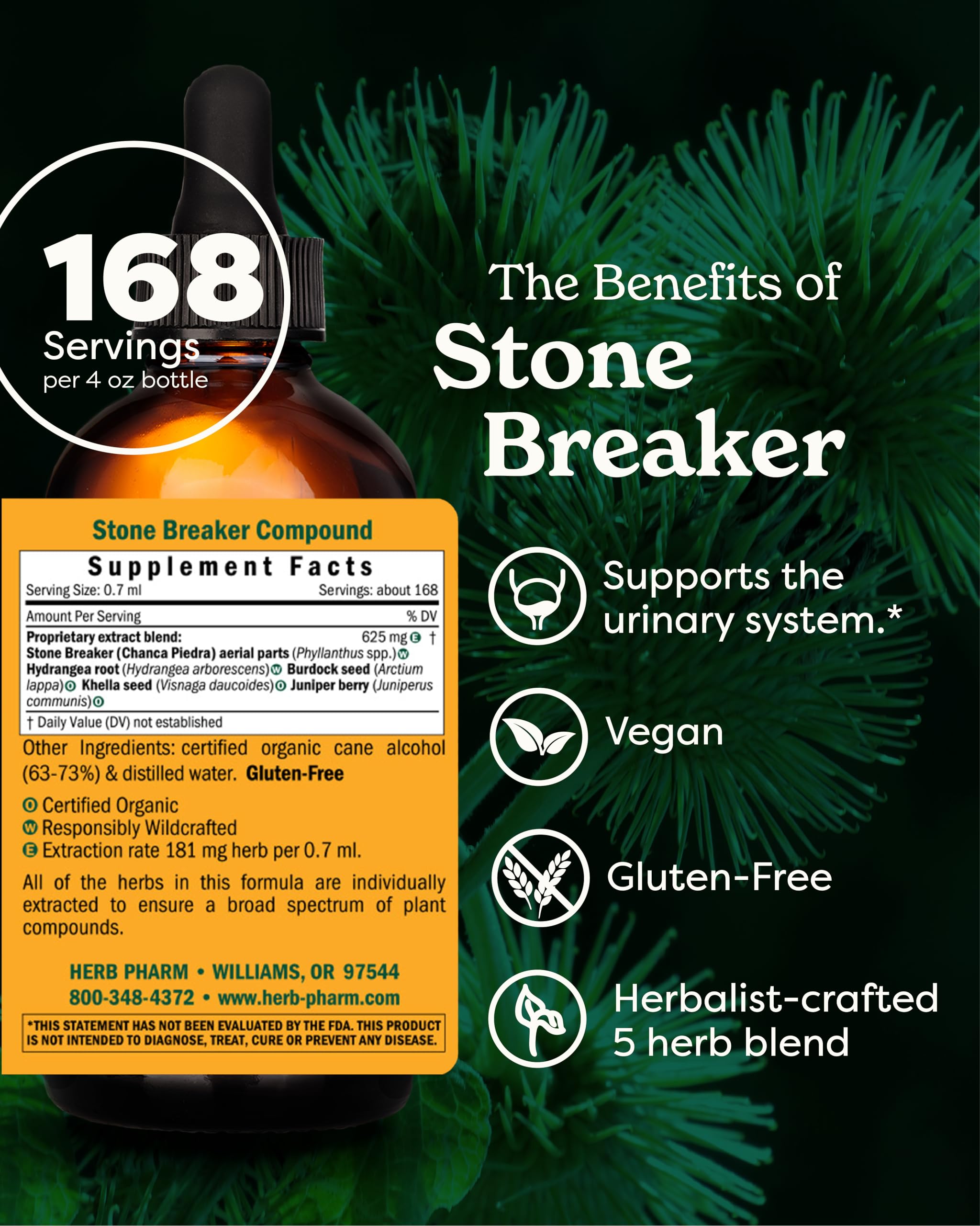 Stone Breaker label closeup highlighting ingredients and brand