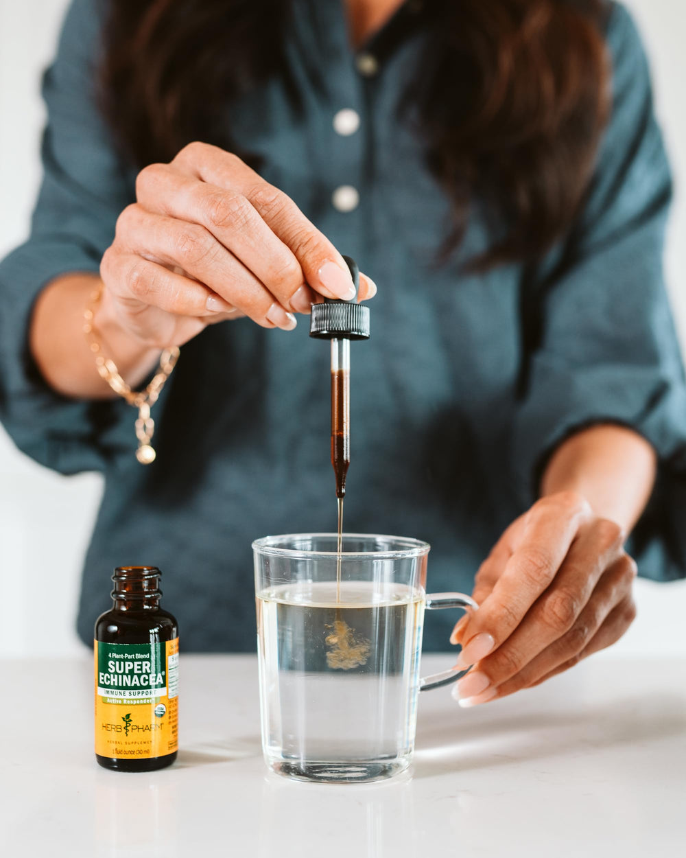 Herb Pharm Super Echinacea packaging on display emphasizes organic sourcing