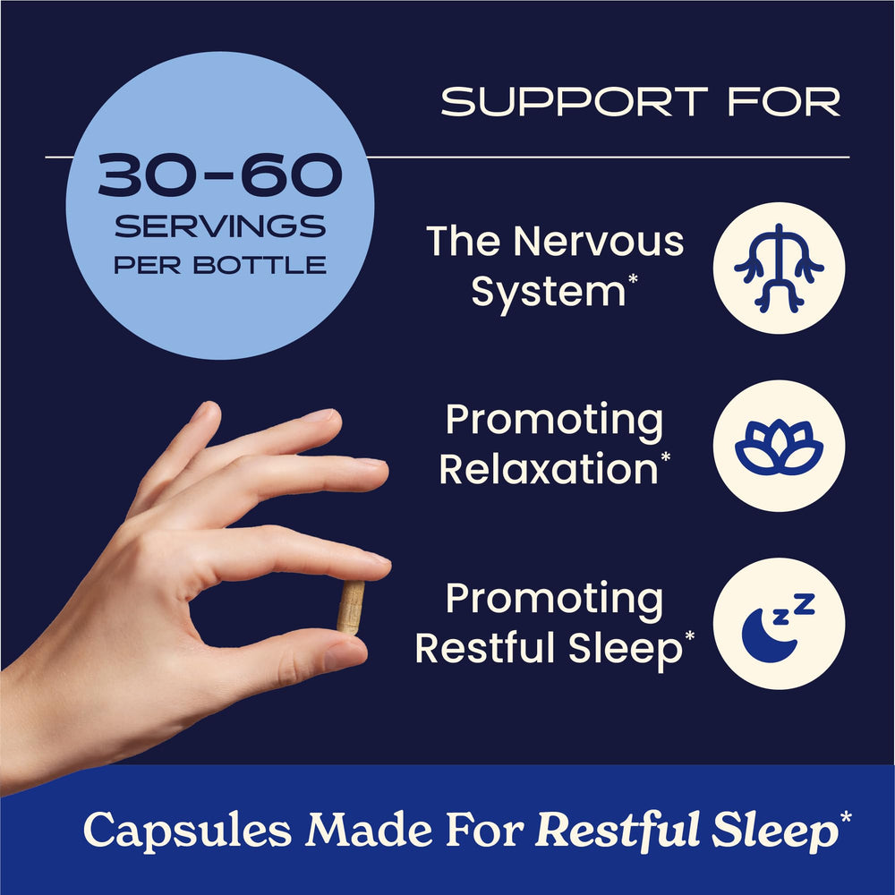Herb Pharm Valerian Root Sleep Capsules closeup reveals non-bitter capsules for easy intake.