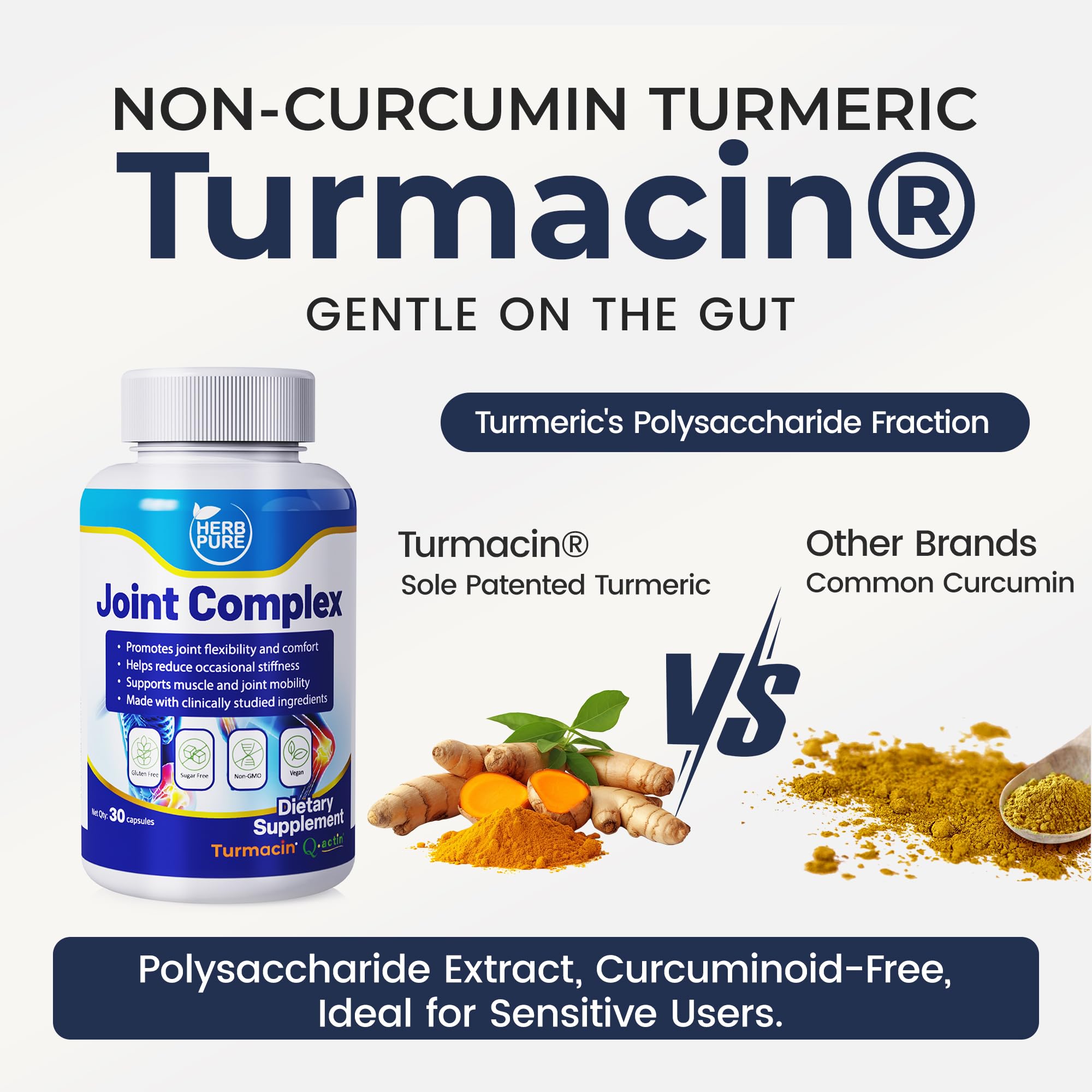 HERB PURE Joint Complex bottle label detail: non-GMO and gluten-free