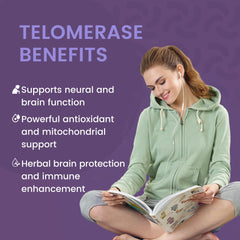 HERB PURE Telomerase bottle back with nutrition details for informed daily choices.