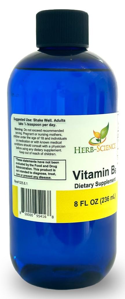 8 oz Herb-Science B6 Drops bottle cap close-up signals long-lasting supply.