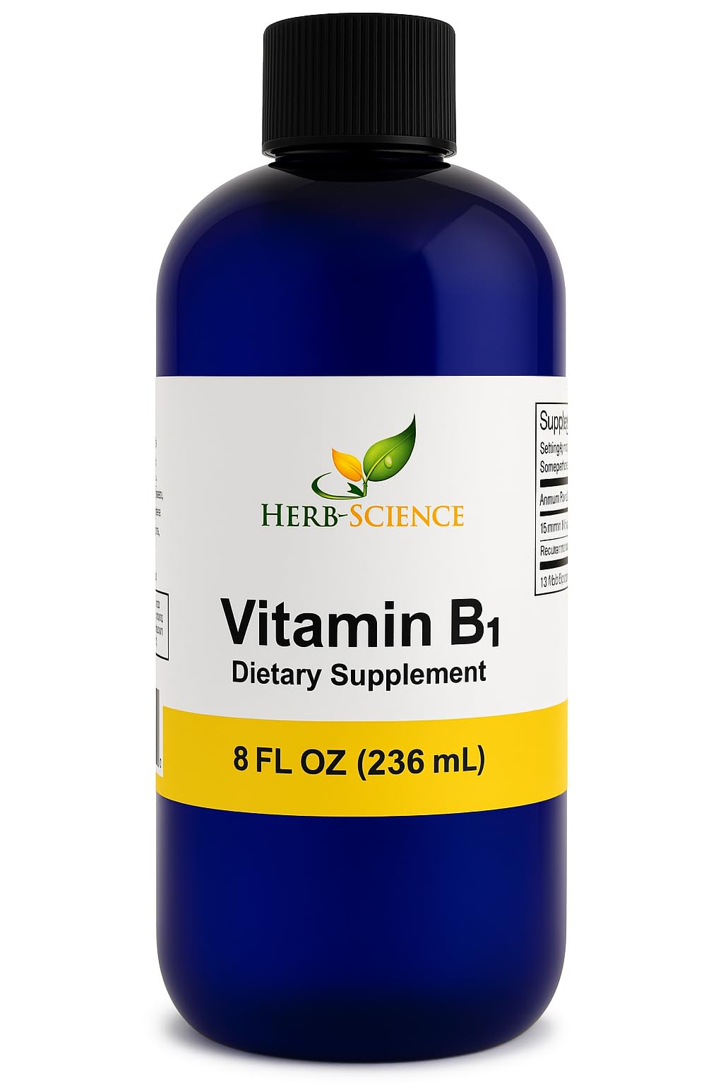 Herb-Science Liquid Vitamin B1 Drops bottle, highlighting daily energy support