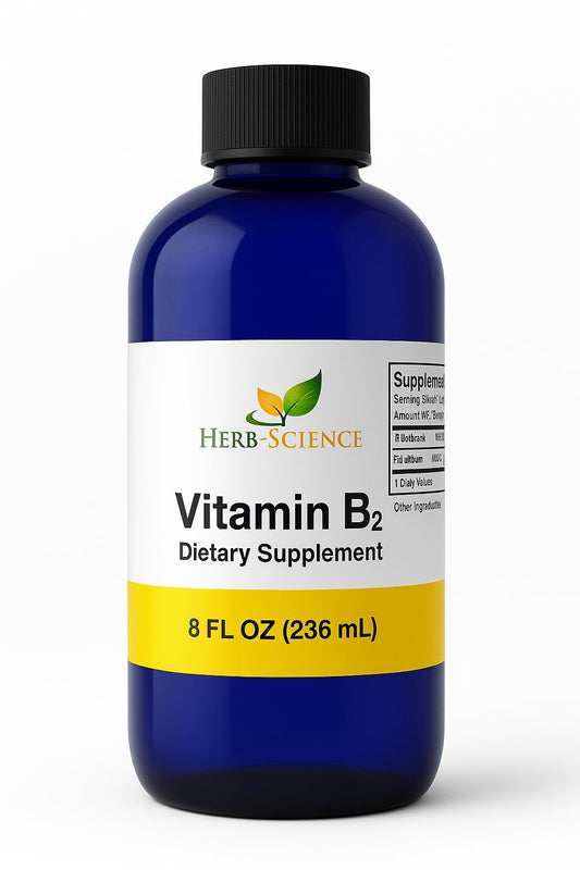 Herb-Science Riboflavin Drops bottle pour for easy vitamin B2 intake to boost daily energy