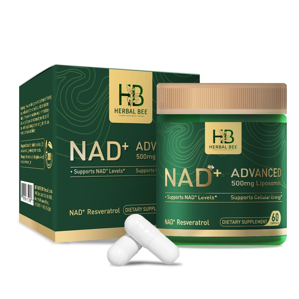 Herbal Bee liposomal NAD+ bottle front view for daily energy support