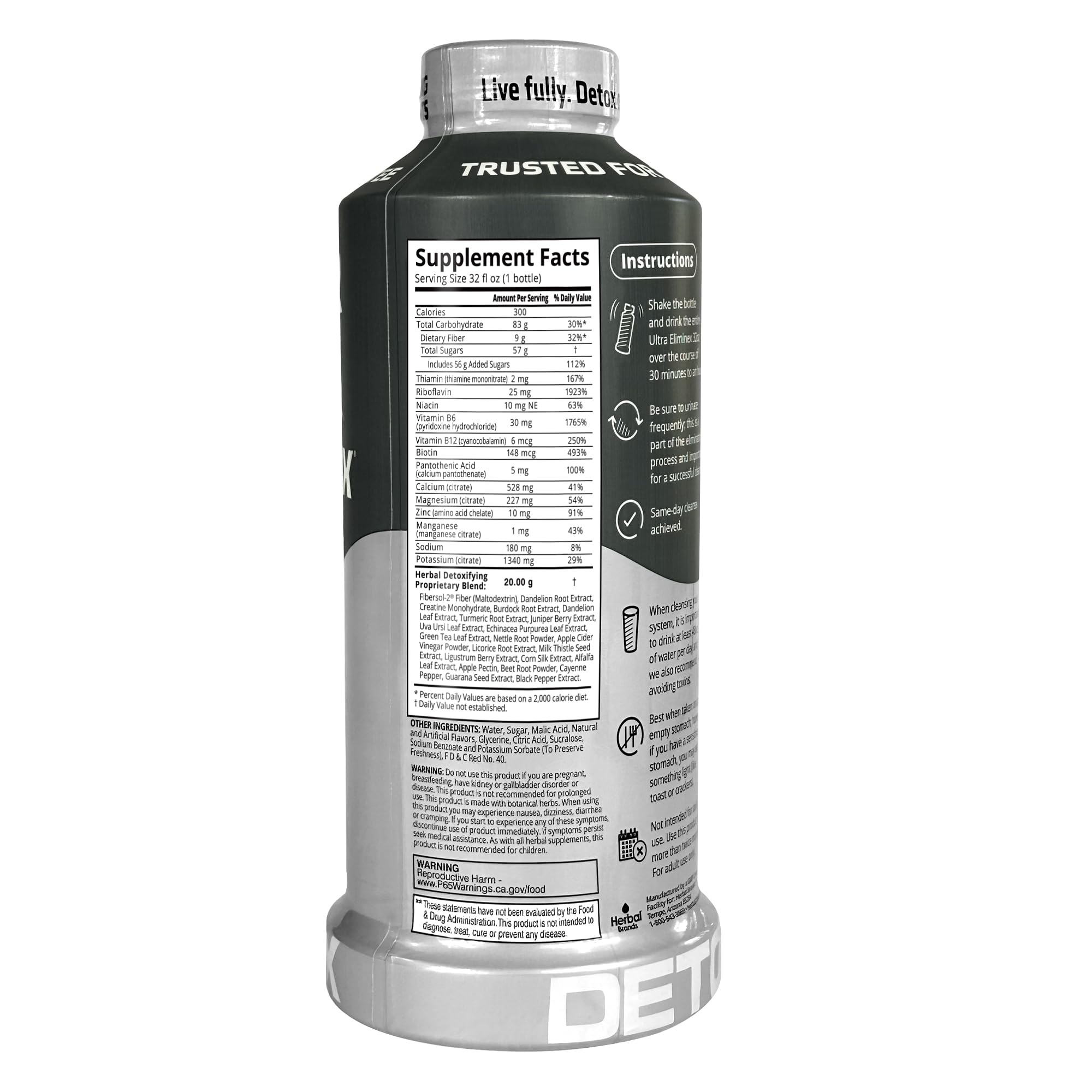 Herbal Clean bottle pour demonstrates an easy one-day cleanse prep on the go.