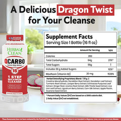 Herbal Clean Qcarbo16 dragon fruit label closeup highlighting flavor profile