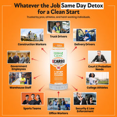 Herbal Clean Qcarbo16 orange bottle splash highlights a refreshing detox experience
