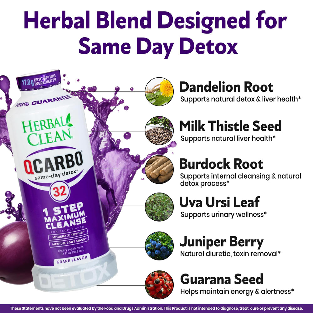 Pouring Herbal Clean Qcarbo32 into a glass for on-the-go cleansing.