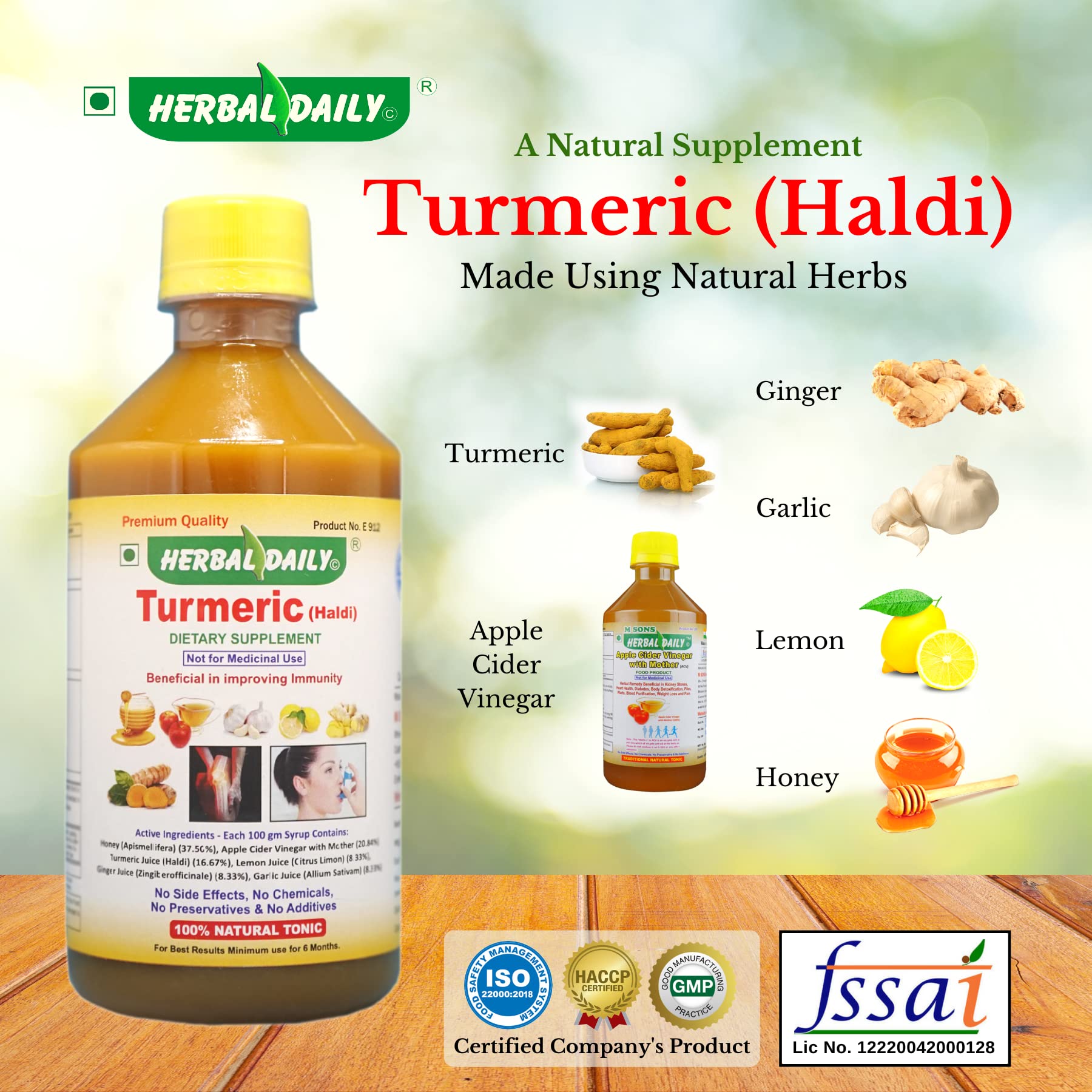 Herbal Daily apple cider vinegar bottle for detox and digestion support.