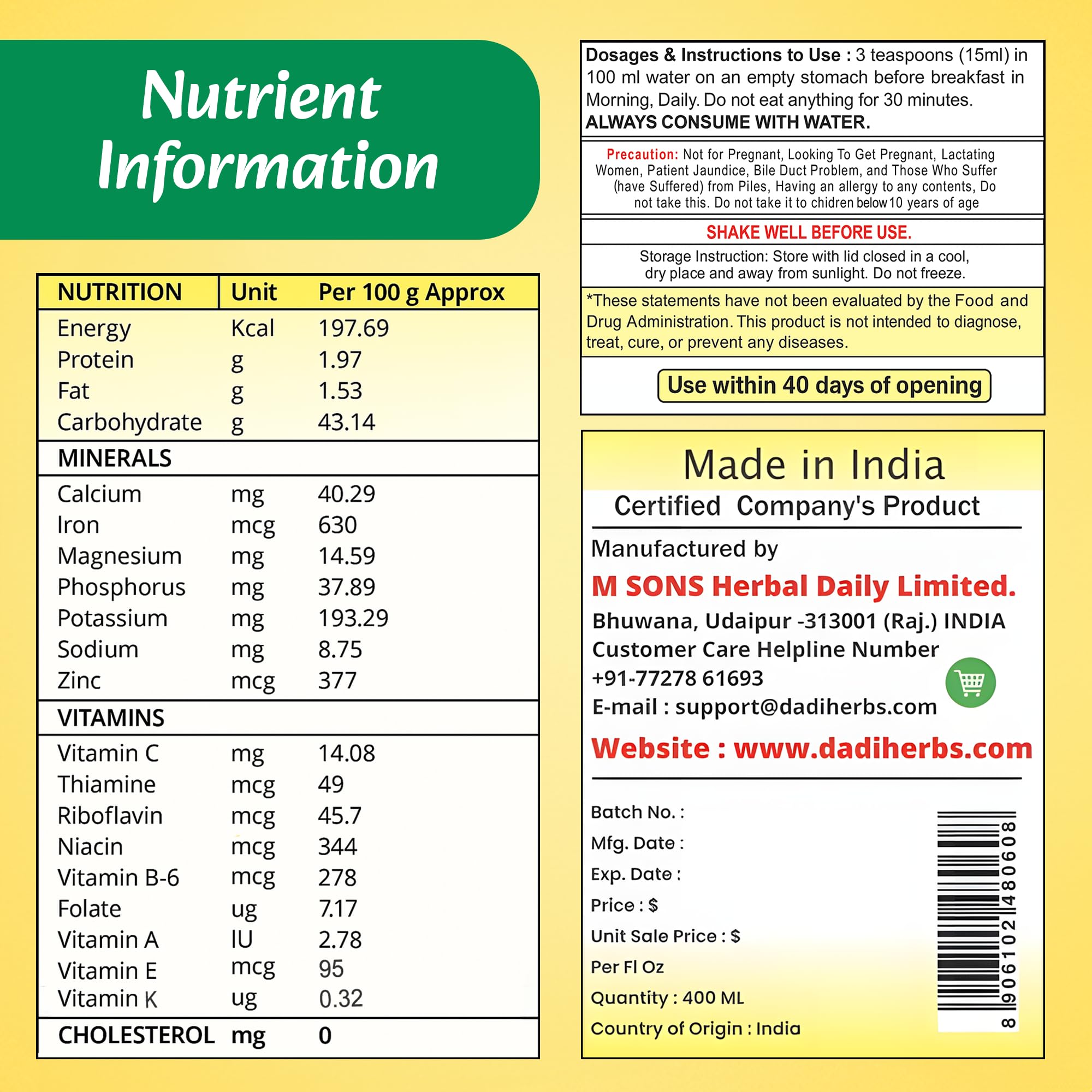 HERBAL DAILY label close-up emphasizing convenient heart health support