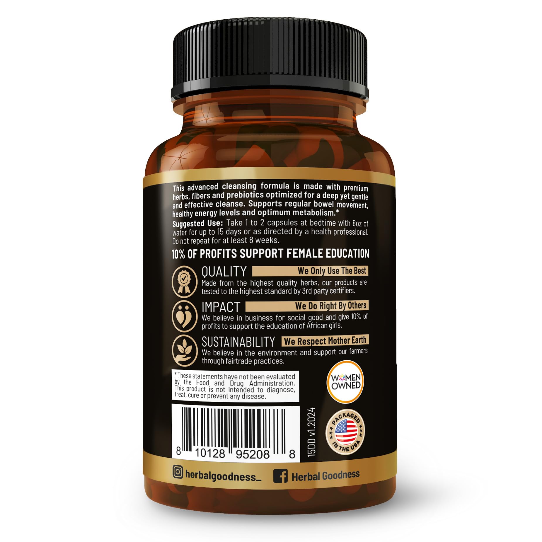 Herbal Goodness 15 Day Detox label detail highlighting organic blends