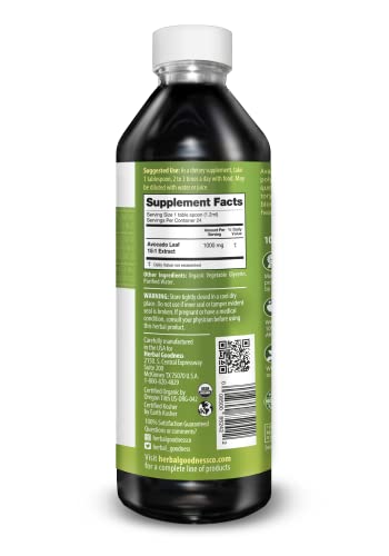 Herbal Goodness avocado leaf extract dropper enabling easy, quick absorption into the bloodstream.