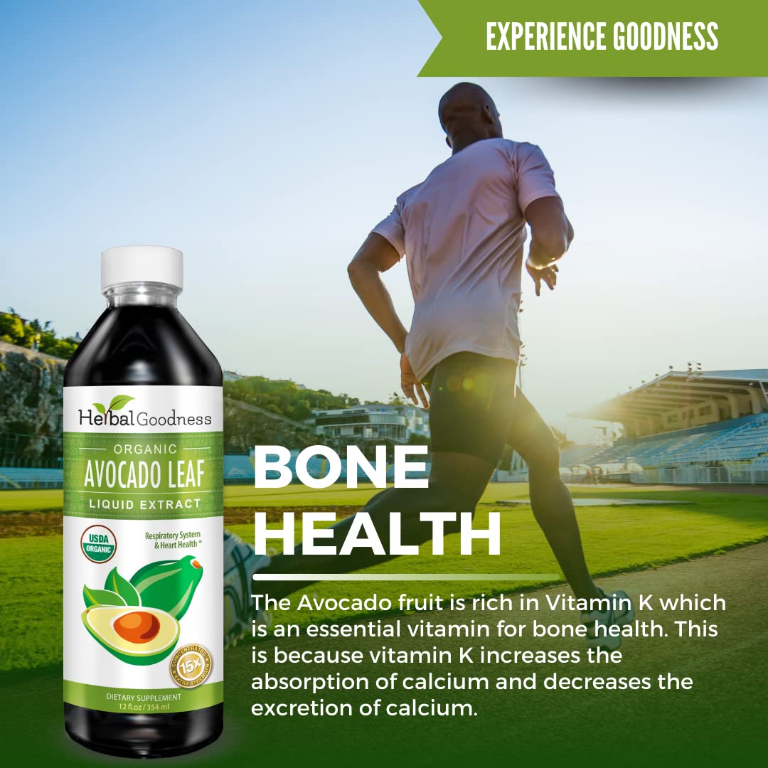 Herbal Goodness avocado leaf liquid pours into a glass for convenient daily use.