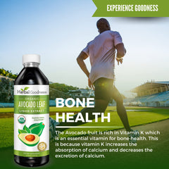 Herbal Goodness avocado leaf liquid pours into a glass for convenient daily use.