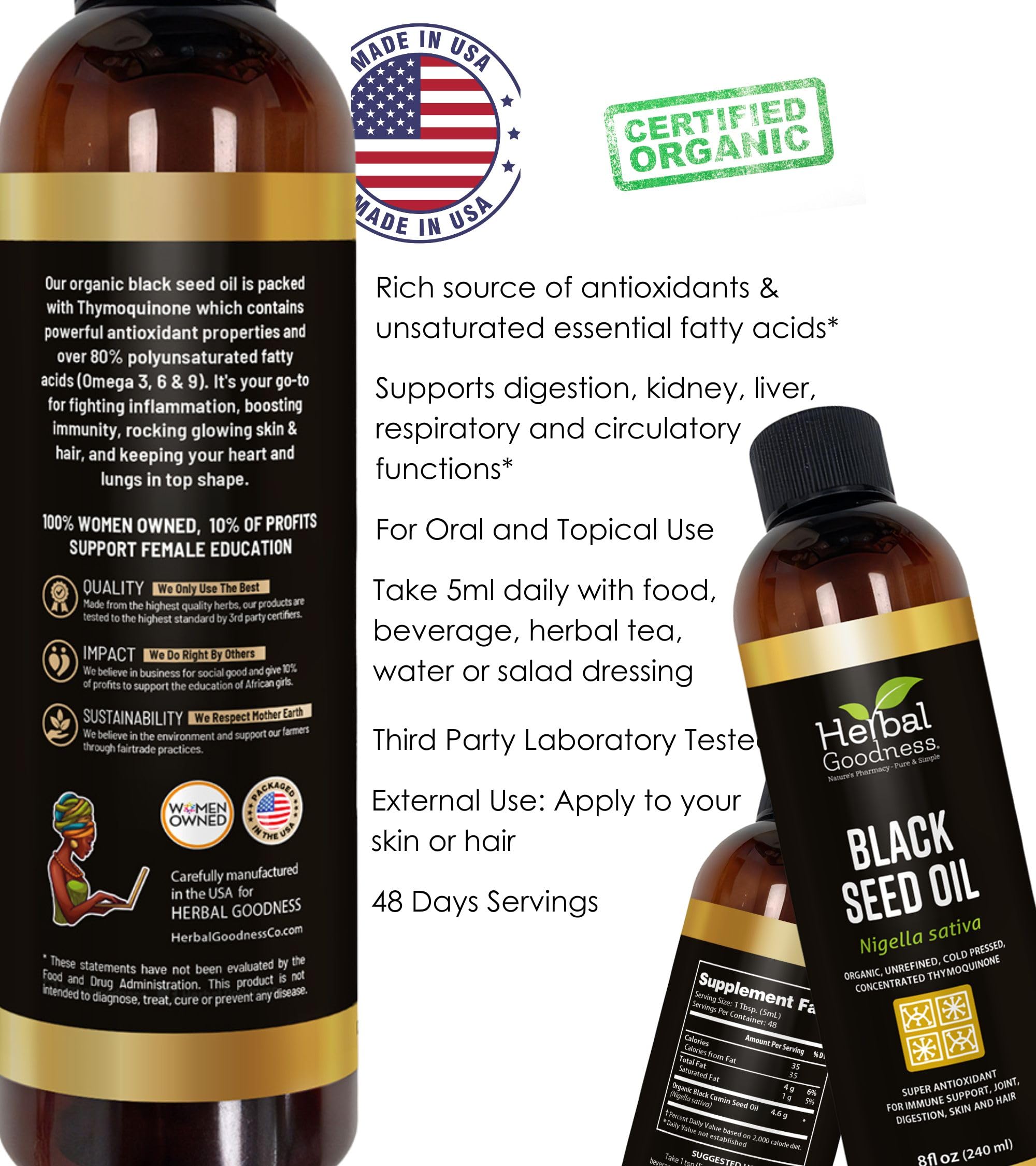 Herbal Goodness Black Seed Oil hair-skin application demonstrates nourishing potential