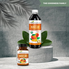 Herbal Goodness Mango Leaf Extract bottle on shelf suggesting everyday wellness routine