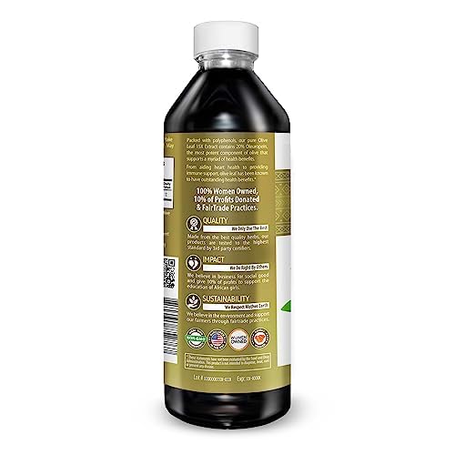 Herbal Goodness Olive Leaf Extract Liquid pour demonstrating easy usage and potential absorption.