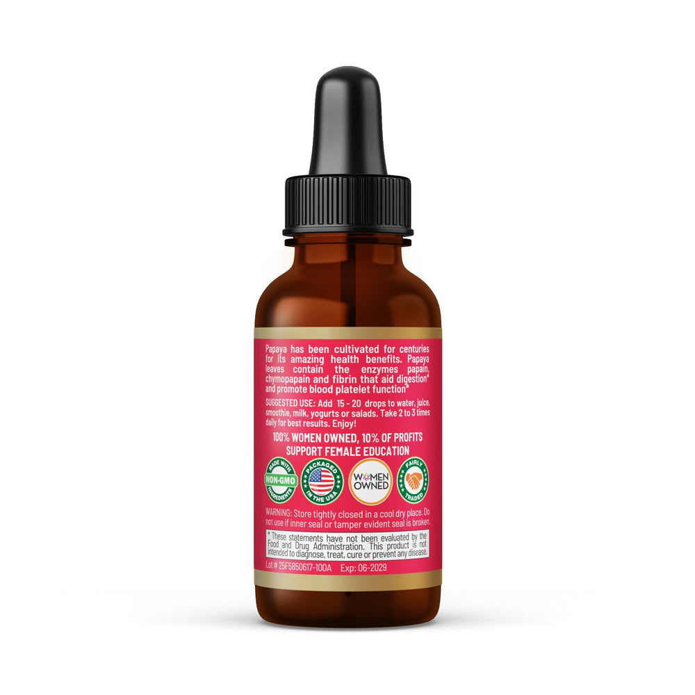 Herbal Goodness Papaya Leaf tincture dropper for precise daily dosing.